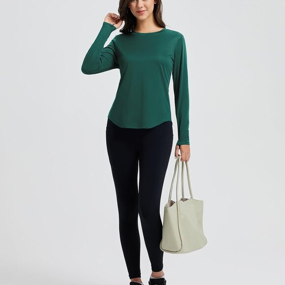 Women's Sun Shirts + Long Sleeve Workout Tops Running Athletic Lightweight Quick - Picture 7 of 7